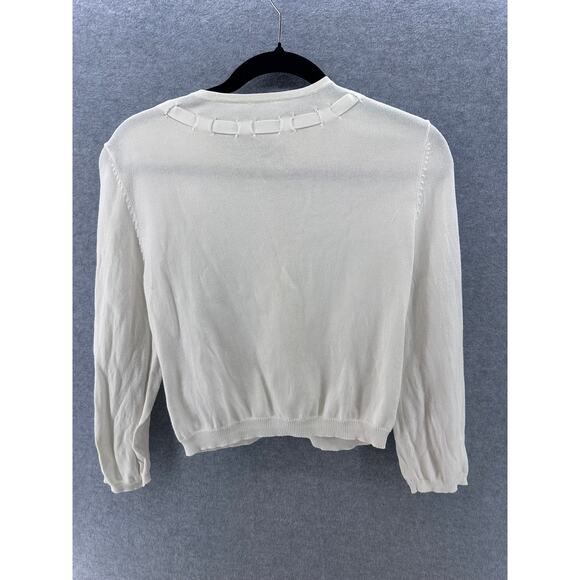 Nanette Lepore Women's sz S Off White Flower detail Cardigan - Picture 4 of 7